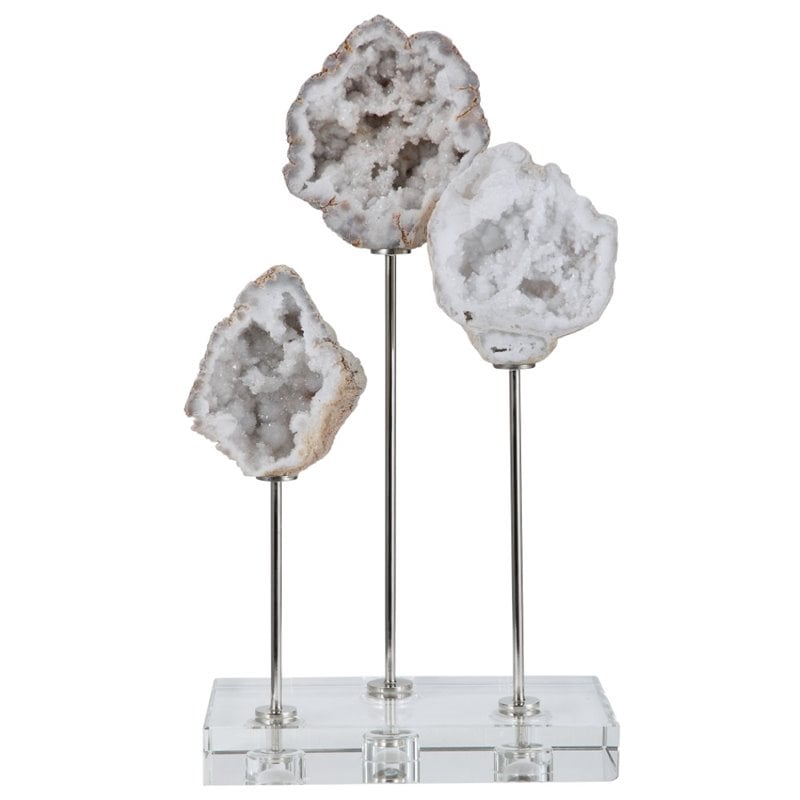 Uttermost Cyrene Contemporary Steel Marble and Crystal Accessory in White