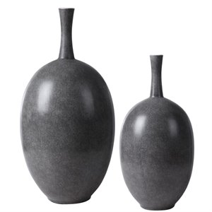 uttermost riordan modern vase in marbled black and white (set of 2)