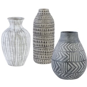 uttermost natchez geometric vase in light gray (set of 3)