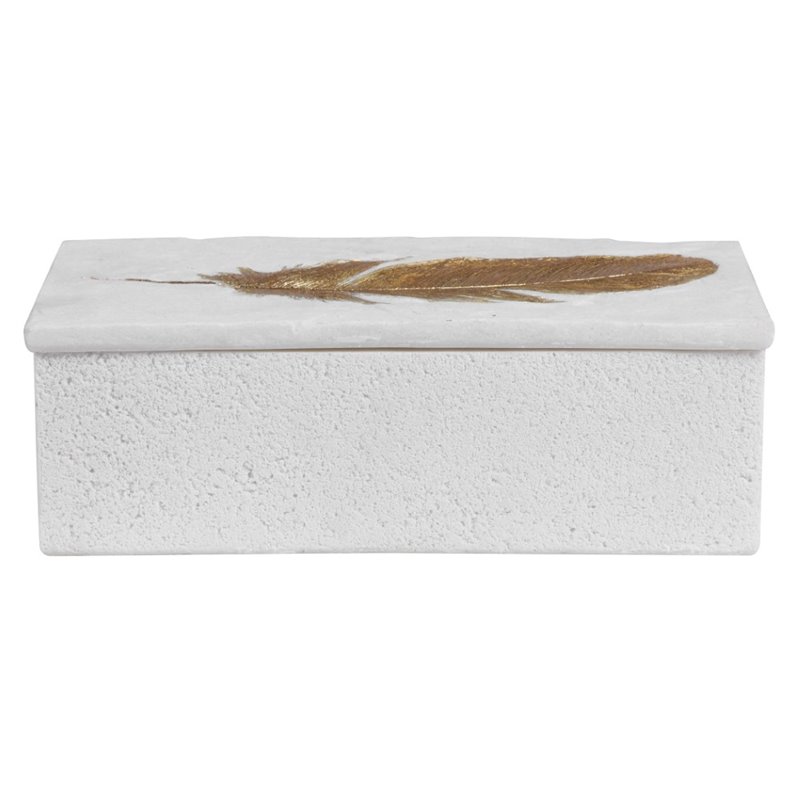 Uttermost Nephele Transitional Polyresin Stone Box in Aged White