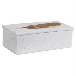 Uttermost Nephele Transitional Polyresin Stone Box in Aged White