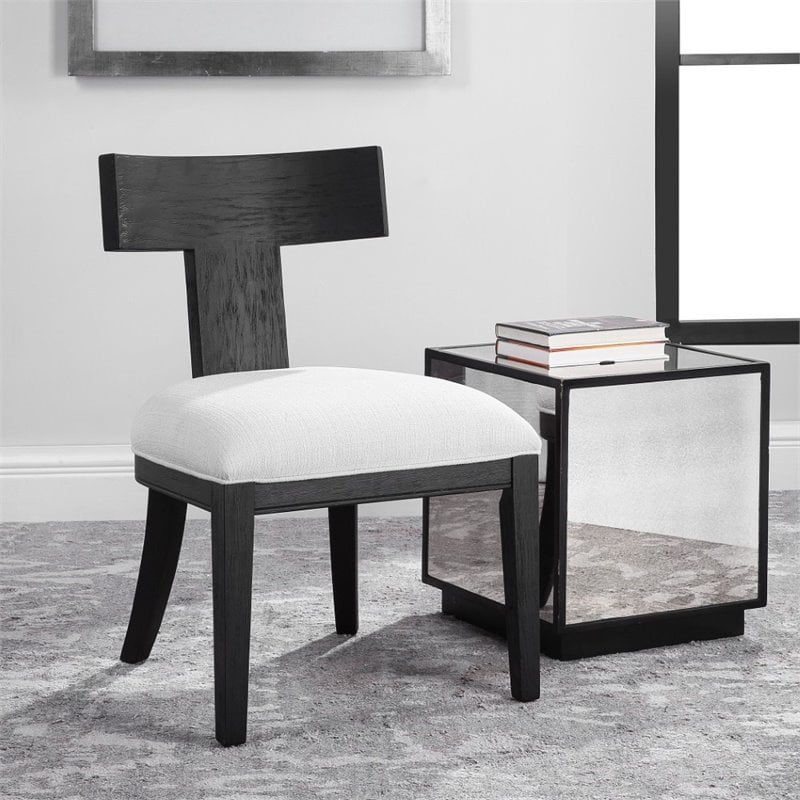 Uttermost Idris Modern Solid Wood and Fabric Armless Chair in Charcoal Black