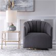 Uttermost Cuthbert Wood Stainless Steel and Fabric Swivel Chair in Brushed Brass