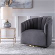 Uttermost Cuthbert Wood Stainless Steel and Fabric Swivel Chair in Brushed Brass