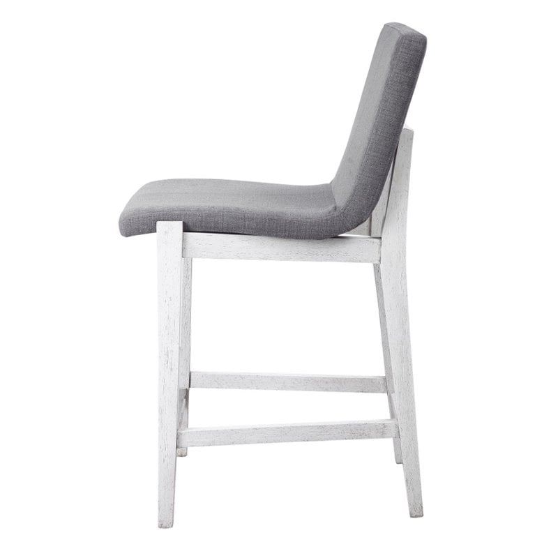 Uttermost Brazos Contemporary Wood and Fabric Counter Stool in Aged White