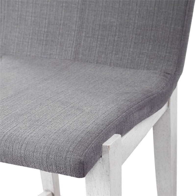 Uttermost Brazos Contemporary Wood and Fabric Counter Stool in Aged White