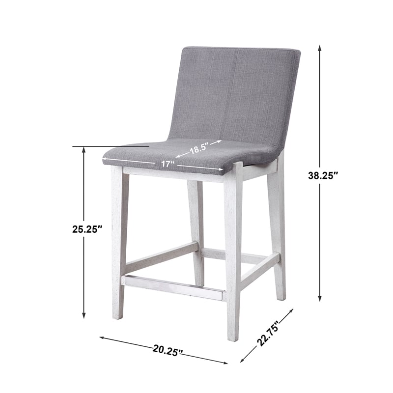 Uttermost Brazos Contemporary Wood and Fabric Counter Stool in Aged White