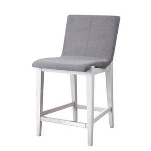Uttermost Brazos Contemporary Wood and Fabric Counter Stool in Aged White