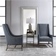 Uttermost Galiot Coastal Wood and Fabric Wingback Accent Chair in Blue and White