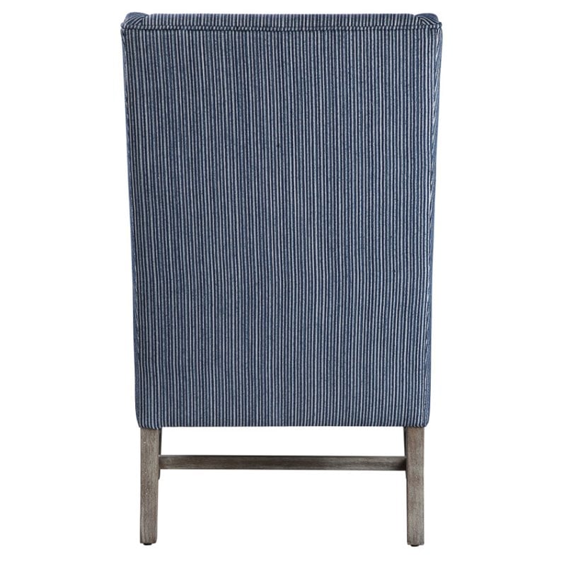Uttermost Galiot Coastal Wood and Fabric Wingback Accent Chair in Blue and White