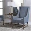 Uttermost Galiot Coastal Wood and Fabric Wingback Accent Chair in Blue and White