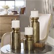 Uttermost Amina Aluminum and Wax Candleholder in Antique Brass (Set of 3)