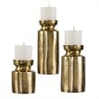Uttermost Amina Aluminum and Wax Candleholder in Antique Brass (Set of 3)