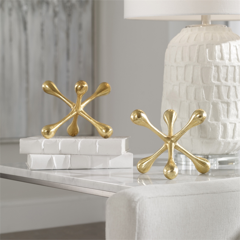 Uttermost Harlan Contemporary Aluminum Objects in Brass (Set of 2)