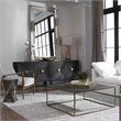 Uttermost Trebon Modern Faux Shagreen and MDF Coffee Table in Brushed Brass