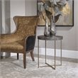 Uttermost Taja Round Stainless Steel and Wood Accent Table in Brushed Brass