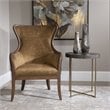 Uttermost Taja Round Stainless Steel and Wood Accent Table in Brushed Brass