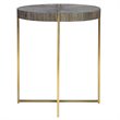 Uttermost Taja Round Stainless Steel and Wood Accent Table in Brushed Brass