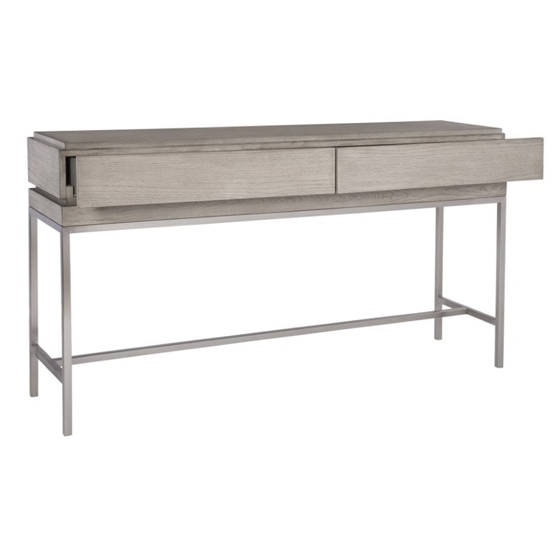 Uttermost Kamala Oak MDF and Stainless Steel Console Table in Mushroom Gray