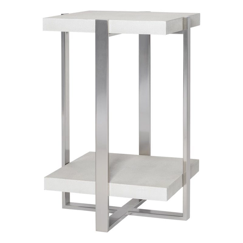 Uttermost Arnaut Steel and MDF Wood Accent Table in Milk White