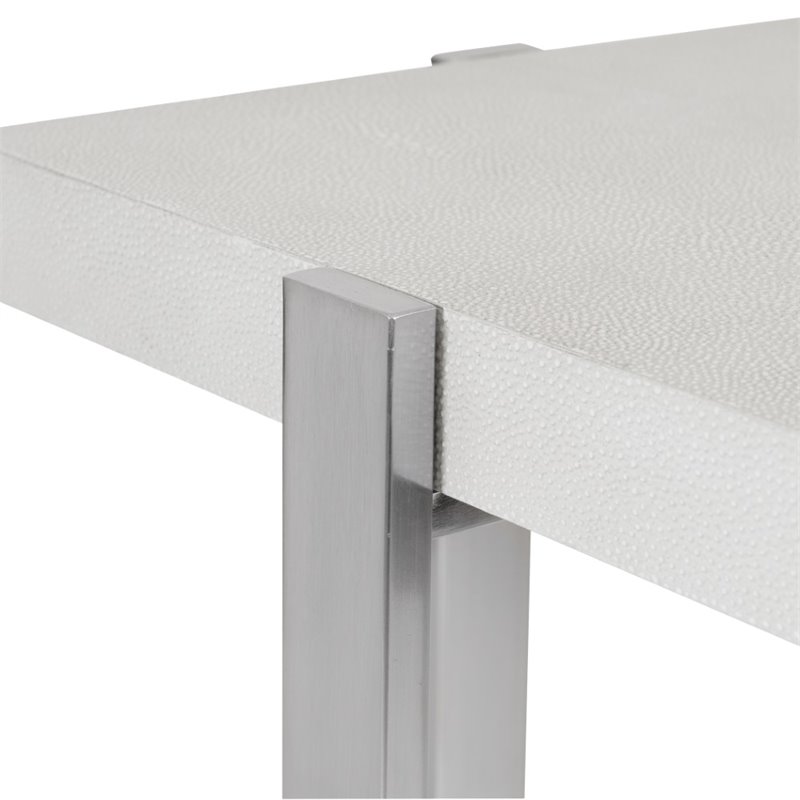 Uttermost Arnaut Steel and MDF Wood Accent Table in Milk White