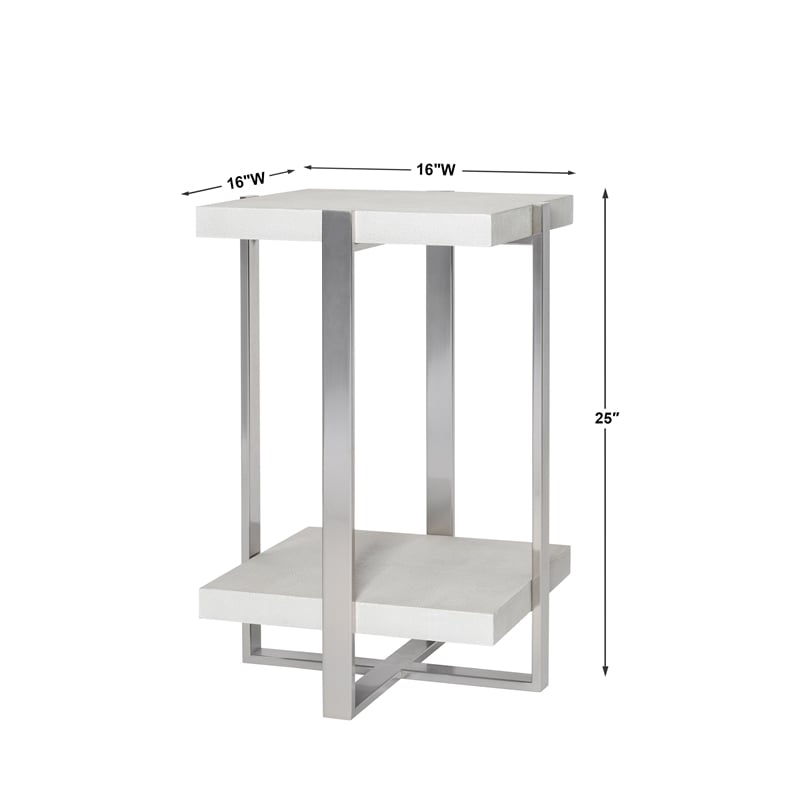 Uttermost Arnaut Steel and MDF Wood Accent Table in Milk White