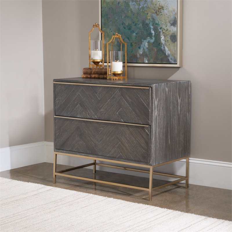 Uttermost Armistead MDF Wood and Steel Drawer Chest in Dark Walnut