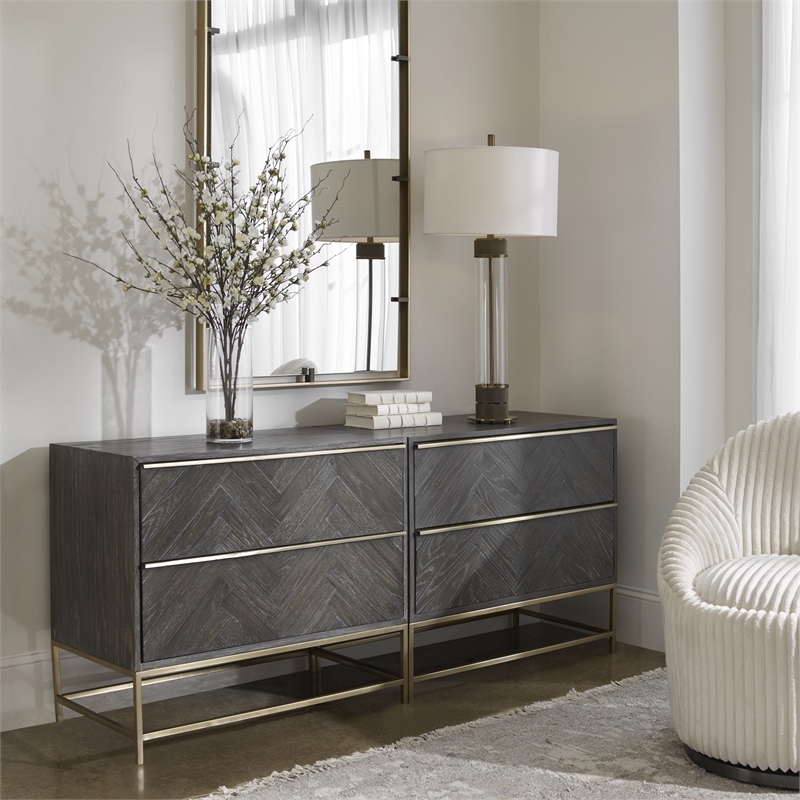 Uttermost Armistead MDF Wood and Steel Drawer Chest in Dark Walnut