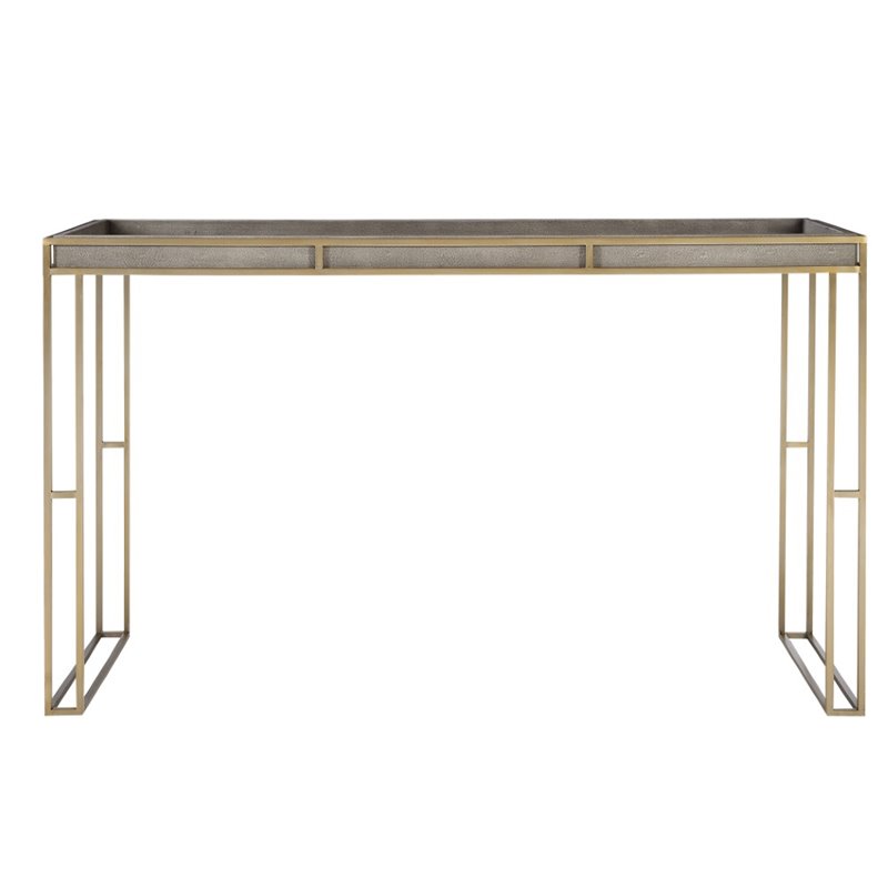 Uttermost Cardew Modern PU Steel and MDF Console Table in Charcoal Gray