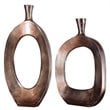 Uttermost Kyler Contemporary Aluminum Textured Vase in Bronze (Set of 2)