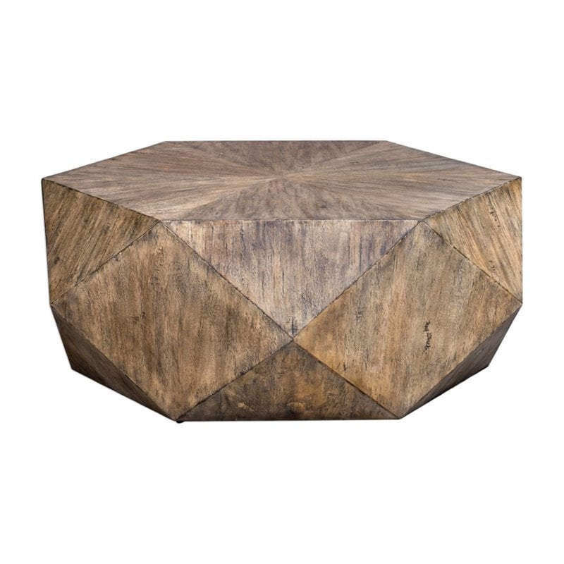 Uttermost Volker Modern Style MDF Wood Coffee Table in Honey Brown/Gray