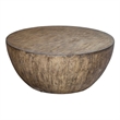 Uttermost Lark Round Transitional Wood Coffee Table in Aged Walnut