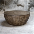 Uttermost Lark Round Transitional Wood Coffee Table in Aged Walnut