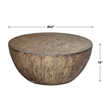 Uttermost Lark Round Transitional Wood Coffee Table in Aged Walnut