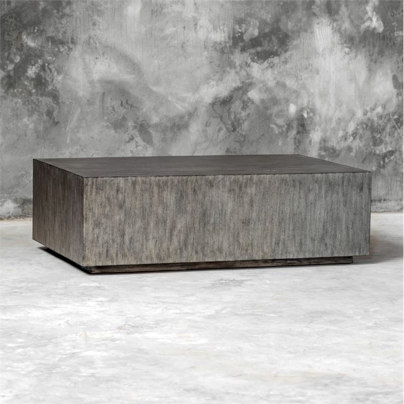 Uttermost Kareem Modern MDF Wood Coffee Table in Metallic Gray