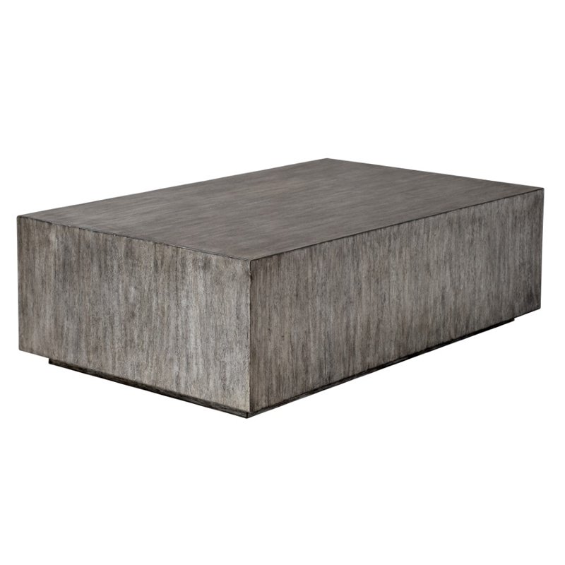Uttermost Kareem Modern MDF Wood Coffee Table in Metallic Gray