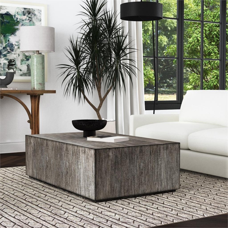 Uttermost Kareem Modern MDF Wood Coffee Table in Metallic Gray
