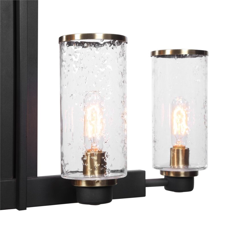 Uttermost Jarsdel 6-Light Farmhouse Steel and Glass Island Light in Sanded Black
