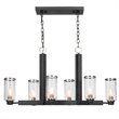 Uttermost Jarsdel 6-Light Farmhouse Steel and Glass Island Light in Sanded Black