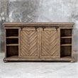 Uttermost Primalia MDF Wood Barn Door Media Console in Antique Honey