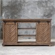 Uttermost Primalia MDF Wood Barn Door Media Console in Antique Honey