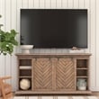 Uttermost Primalia MDF Wood Barn Door Media Console in Antique Honey