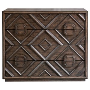 Uttermost Mindra Transitional Solid Wood Drawer Chest in Deep Walnut