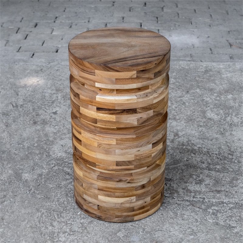 Uttermost Boone Coastal Acacia Wood Drink Table in Natural Finish