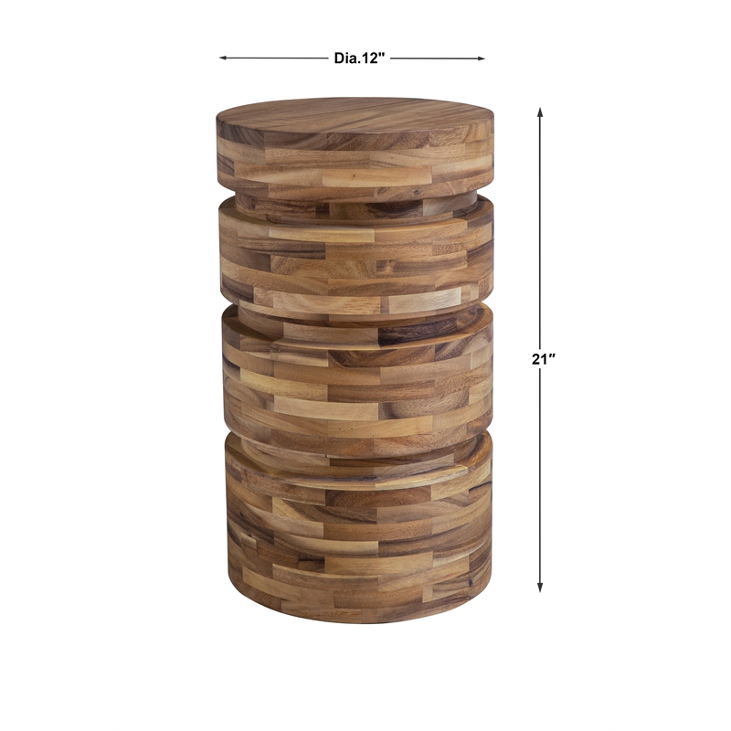 Uttermost Boone Coastal Acacia Wood Drink Table in Natural Finish
