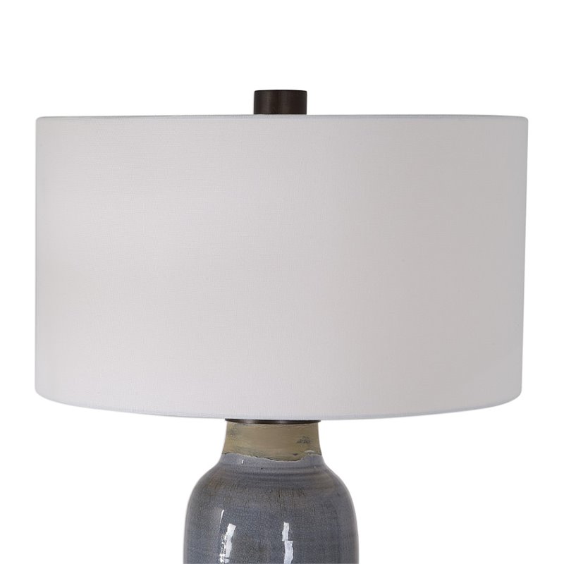 Uttermost Vicente Contemporary Steel and Fabric Table Lamp in Slate Blue