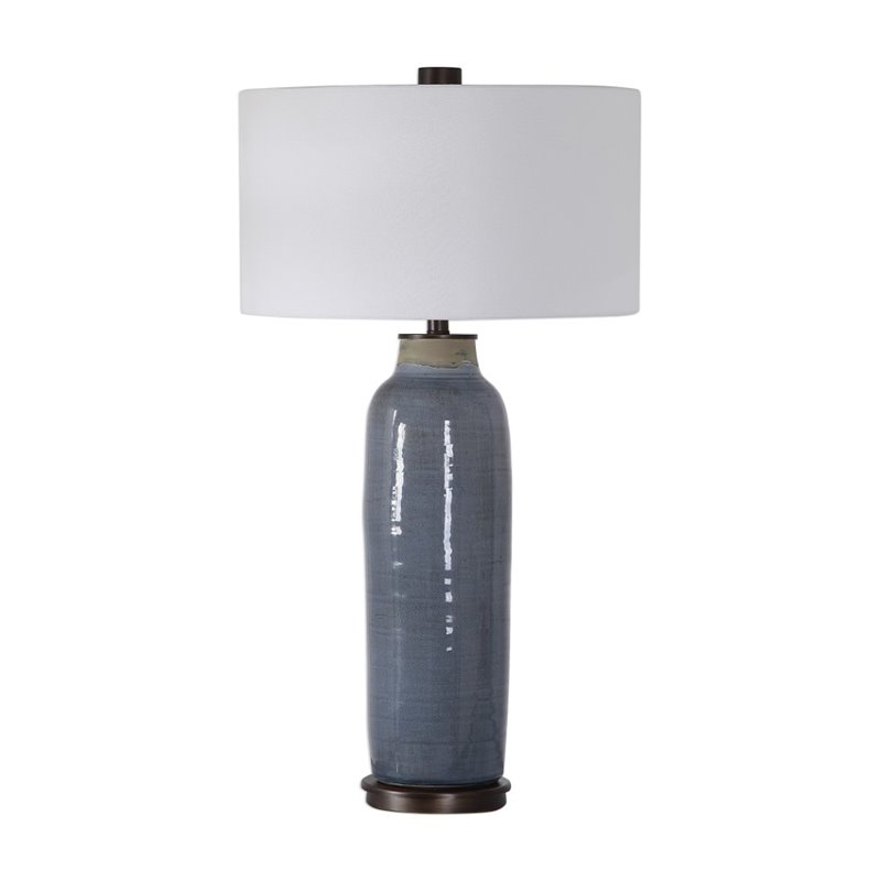 Uttermost Vicente Contemporary Steel and Fabric Table Lamp in Slate Blue
