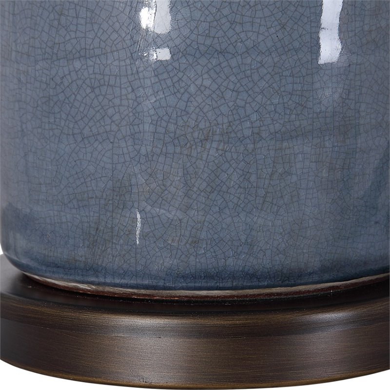 Uttermost Vicente Contemporary Steel and Fabric Table Lamp in Slate Blue