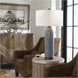 Uttermost Vicente Contemporary Steel and Fabric Table Lamp in Slate Blue