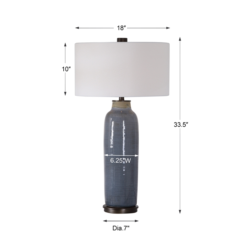 Uttermost Vicente Contemporary Steel and Fabric Table Lamp in Slate Blue